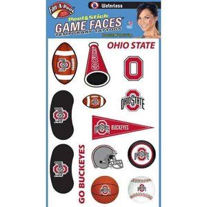 Pack of 5 Ohio State Buckeyes Combo Sheet Game Faces Temporary Tattoos